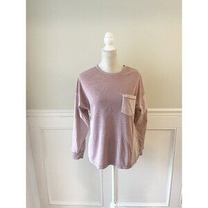 Wild Fable Dusky Rose Long Sleeve Waffle Knit Top With Pocket S